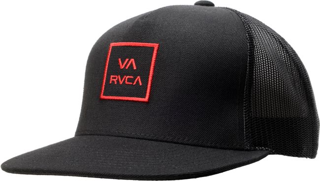 RVCA VA All The Way Black & Red Trucker Snapback Hat