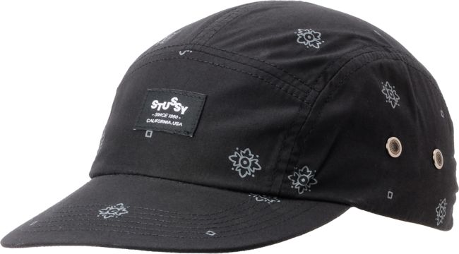 Stussy Bandana Black Camper 5 Panel Hat