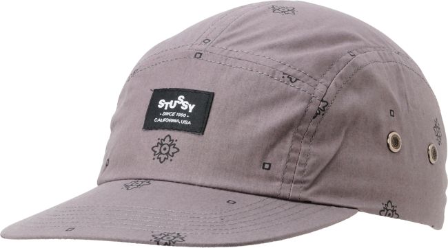 Stussy Bandana Grey Camper 5 Panel Hat
