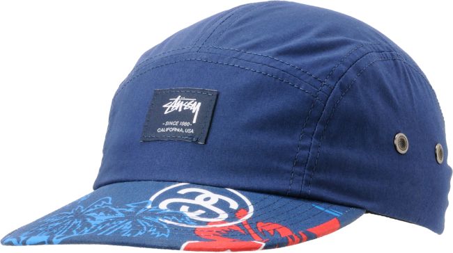 Stussy College Floral Navy Camper 5 Panel Hat