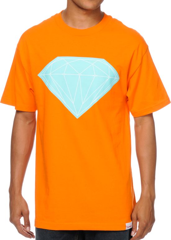 Diamond Supply Big Brilliant Orange & Mint Tee Shirt