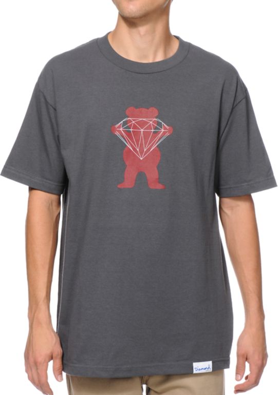 Diamond Supply x Grizzly Grip Tape Brilliant Bear Charcoal Tee Shirt