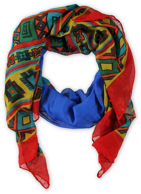 D&Y Oblong Geo Blue Tribal Print Scarf