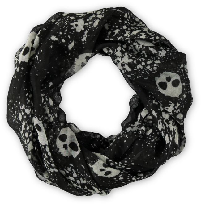 D&Y Skull Splatter Black Infinity Scarf