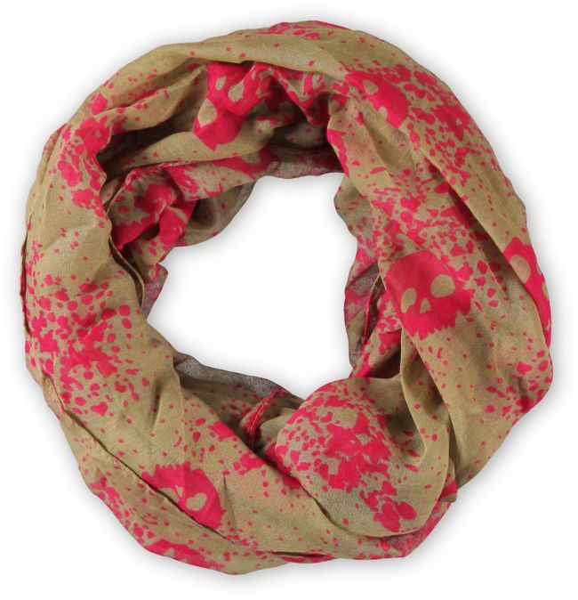 D&Y Skull Splatter Pink Infinity Scarf