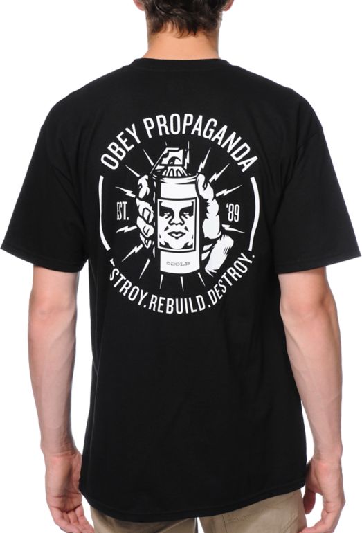 Obey Destroy Rebuild Destroy Black Tee Shirt