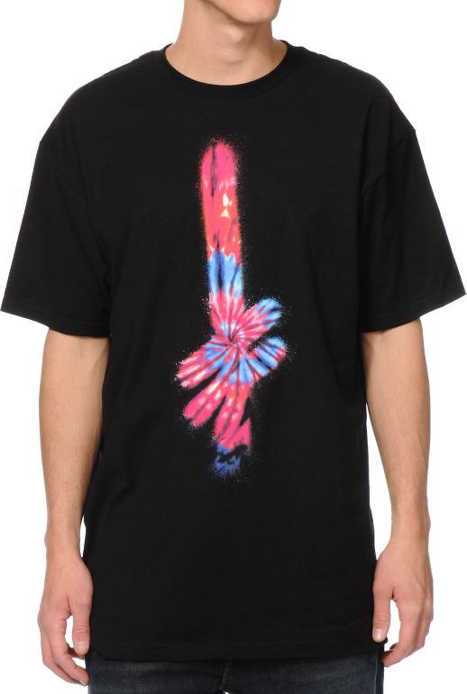Deathwish Gang Blue Fire Tie Dye Logo Black Tee Shirt