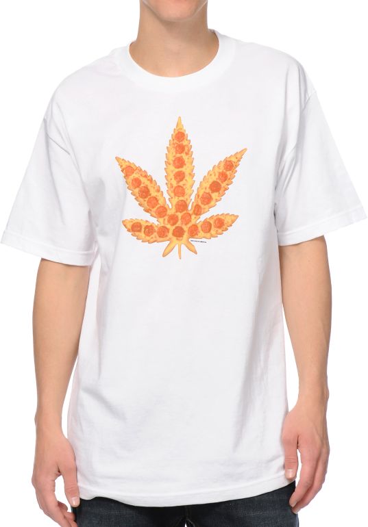 Skate Mental Pizza Leaf White Tee Shirt