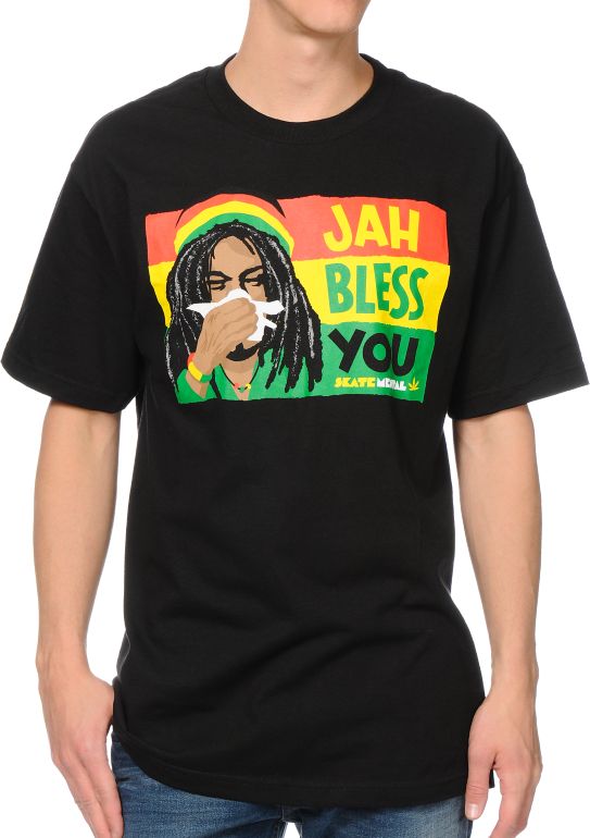 Skate Mental Jah Bless You Black Tee Shirt