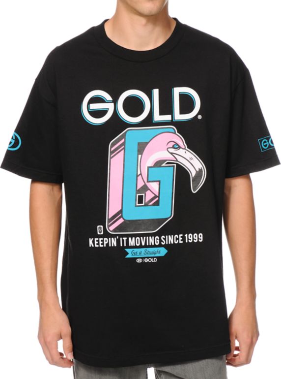 Gold Wheels Keepin It Moving Black Tee Shirt