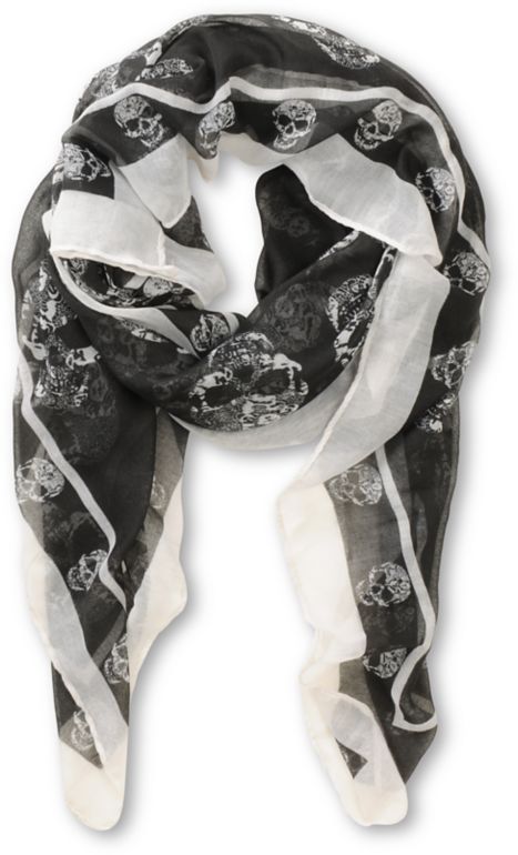 D&Y Oblong Black Mega Skull Print Scarf