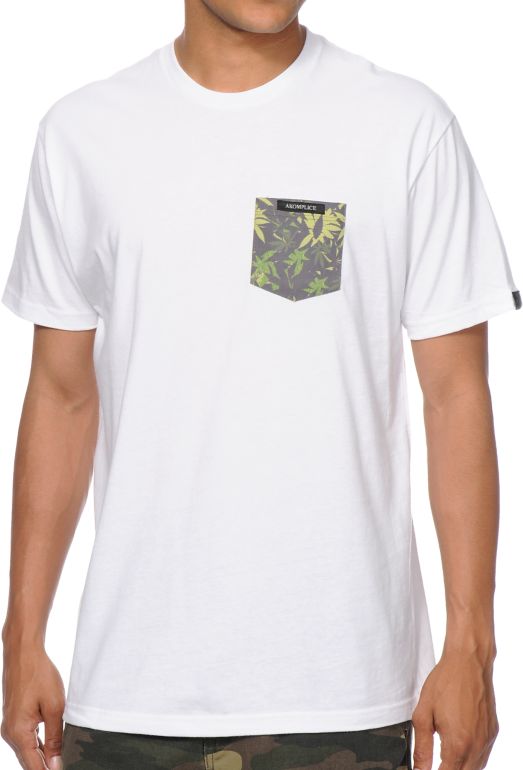 Akomplice Plant Life Camo White Pocket Tee Shirt