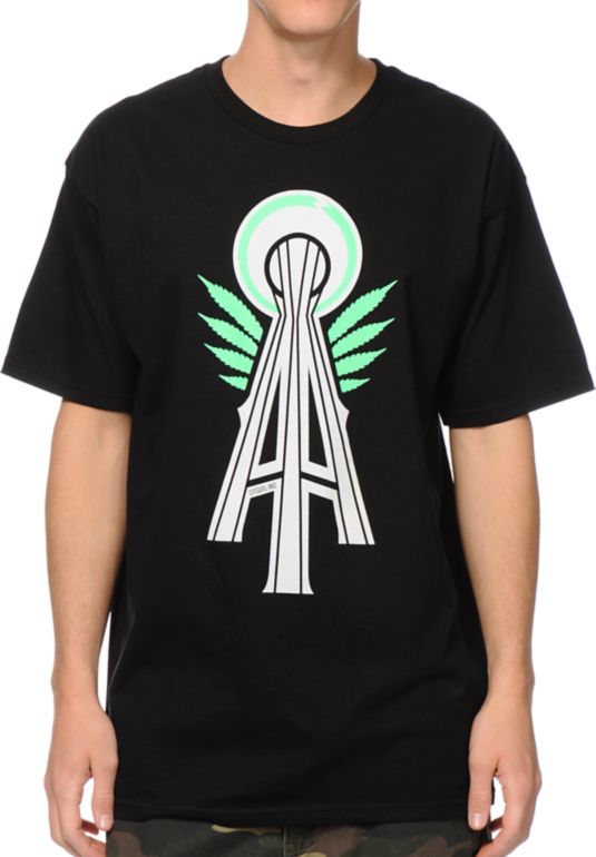 Casual Industrees Alpha Space Needle Lifted Black Tee Shirt