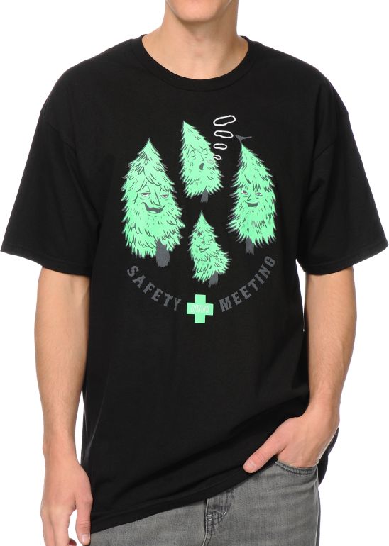 Casual Industrees Safety Meeting Trees Black Tee Shirt