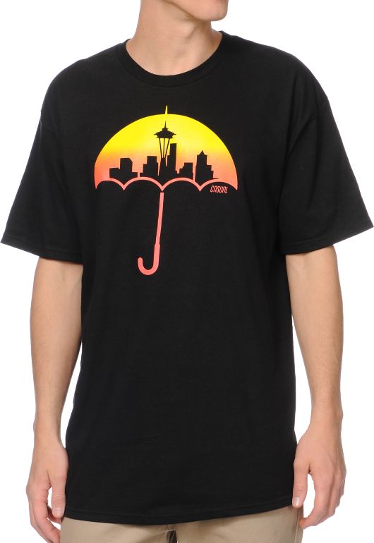 Casual Industrees Umbrella Fade Black Tee Shirt