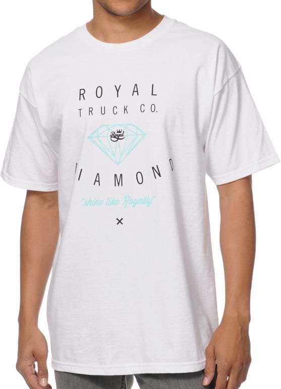 Royal Trucks x Diamond Supply White & Mint Tee Shirt