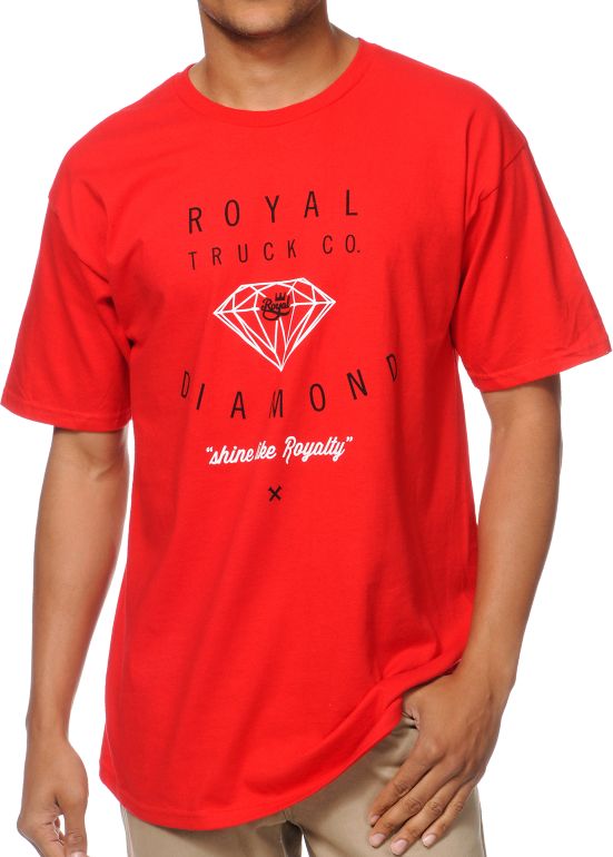 Royal Trucks X Diamond Supply Red & White Tee Shirt