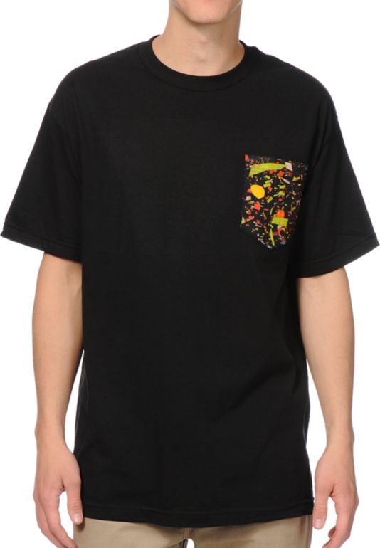 Girl Confetti Black Pocket Tee Shirt