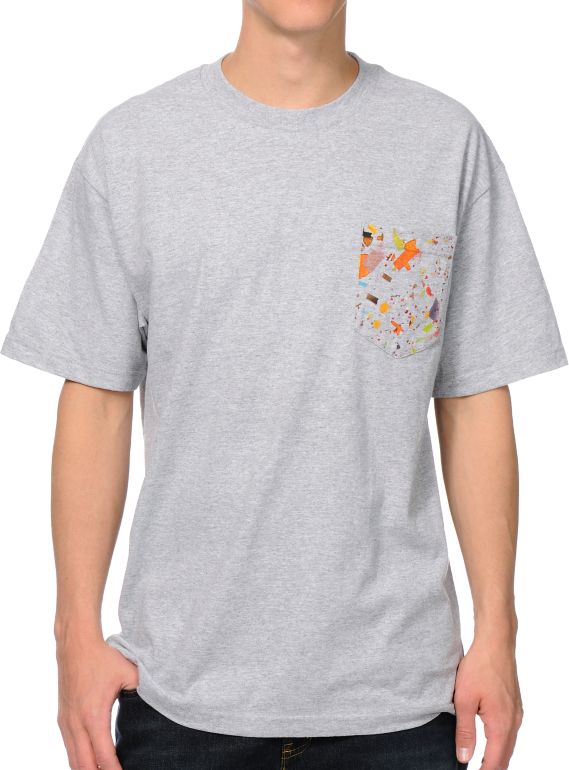 Girl Confetti Heather Grey Pocket Tee Shirt