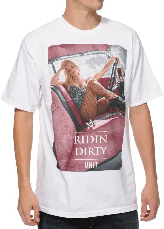 Unit Riding Dirty White Tee Shirt