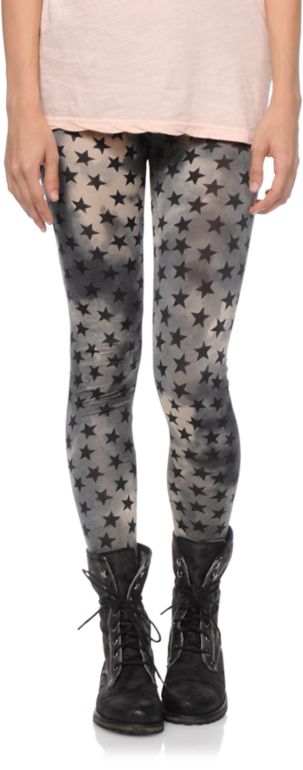 See You Monday Grey Tie Dye Star Print Leggings