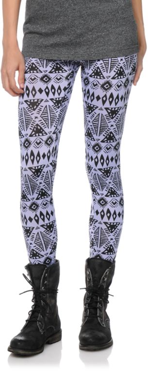 See You Monday Tribal Print Lavender Leggings