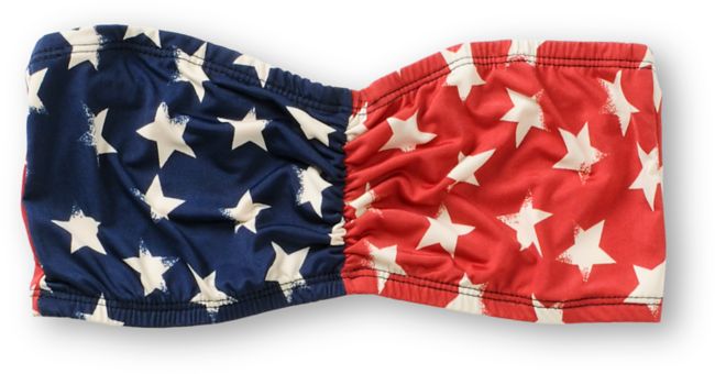 See You Monday Red & Navy Star Print Bandeau Top