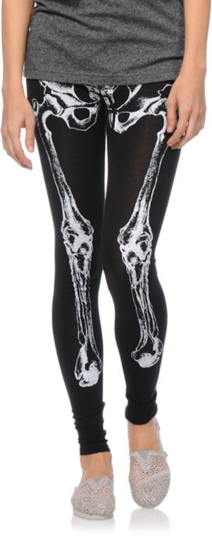 See You Monday Bone Print Black Leggings