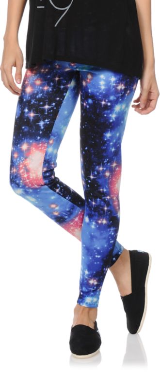 See You Monday Blue & Pink Celestial Leggings