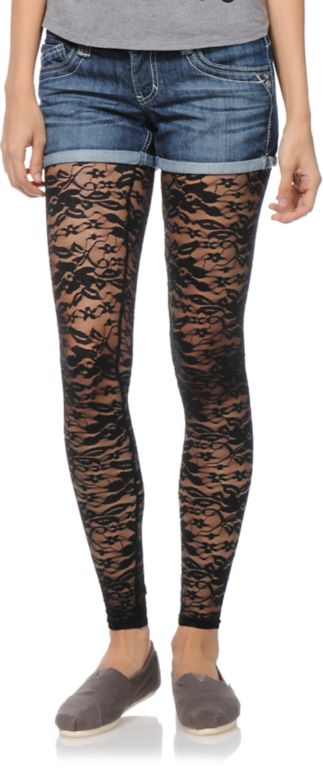 See You Monday Black Lace Leggings