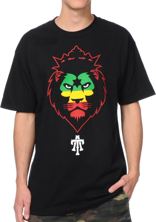 Teruo Imperial Lion Rasta Black Tee Shirt