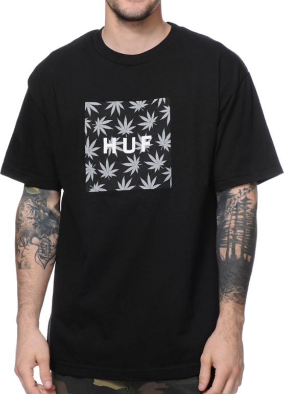 HUF Plantlife Box Logo Black Tee Shirt