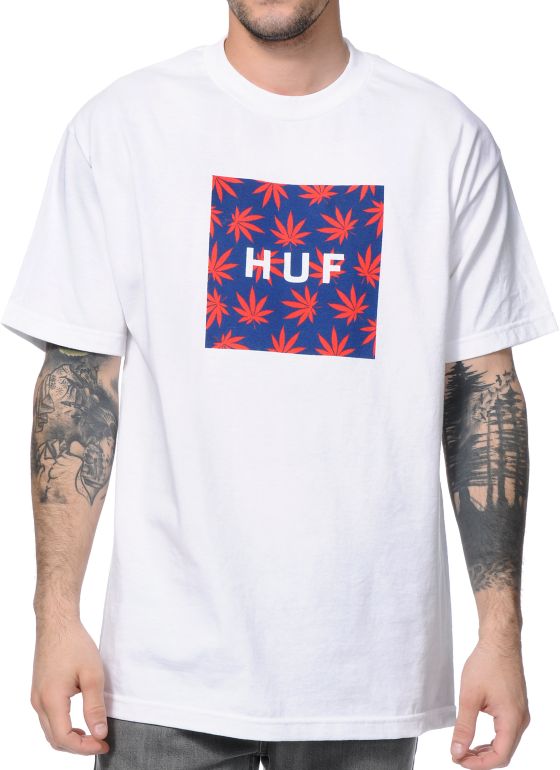 HUF Plantlife Box Logo White Tee Shirt