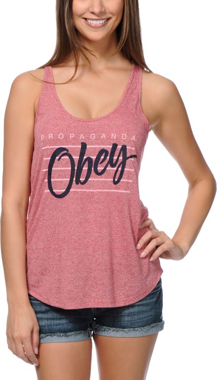 Obey Nine Nickel Red Mock Twist Tank Top