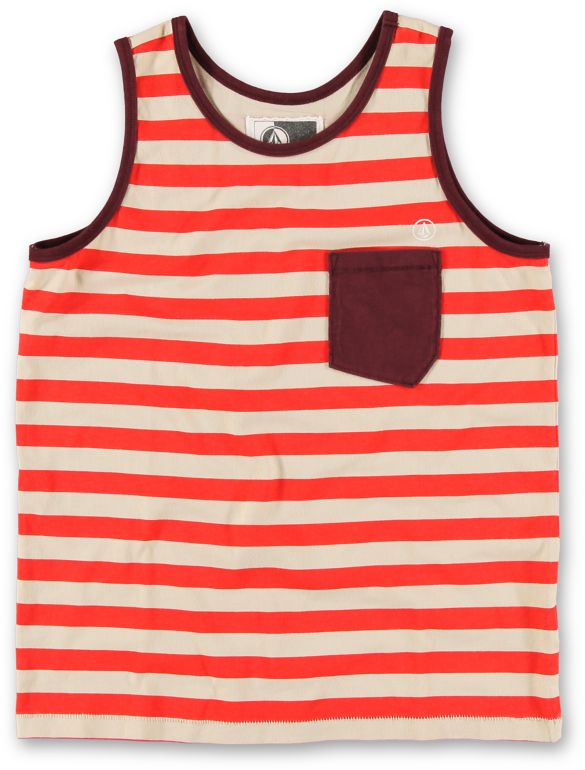 Volcom Boys Submission Red & White Stripe Pocket Tank Top