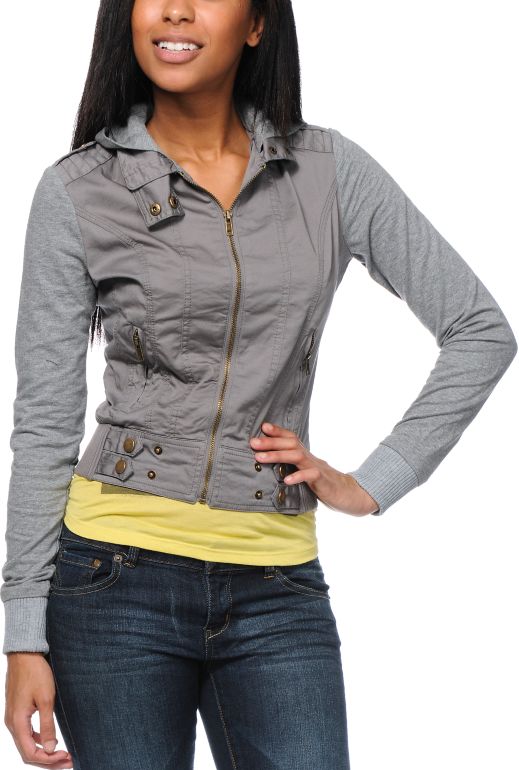 Angel Kiss Girls Grey Lightweight Canvas Jacket