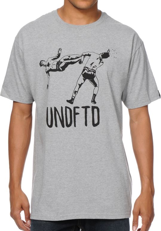 Undefeated Flying Kick Heather Grey Tee Shirt