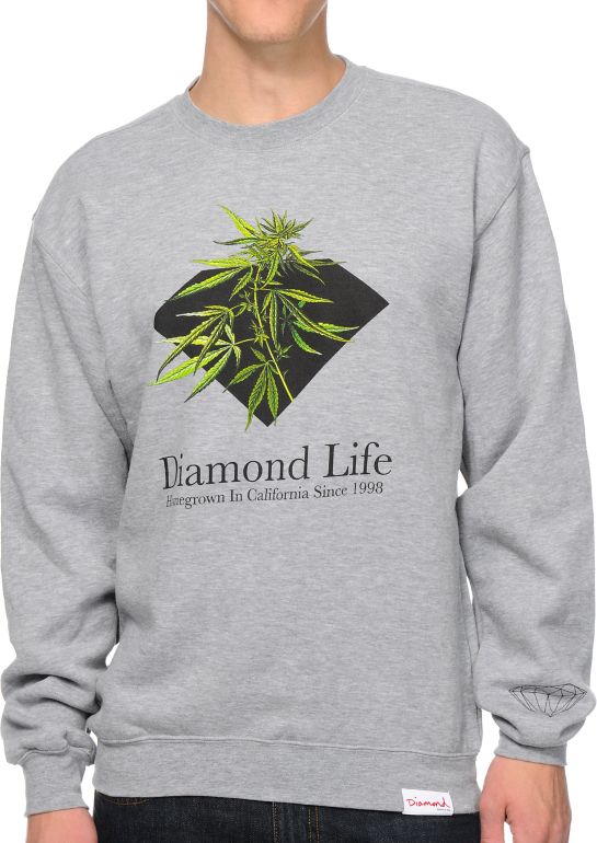 Diamond Supply Homegrown Heather Grey Crew Neck Sweatshirt