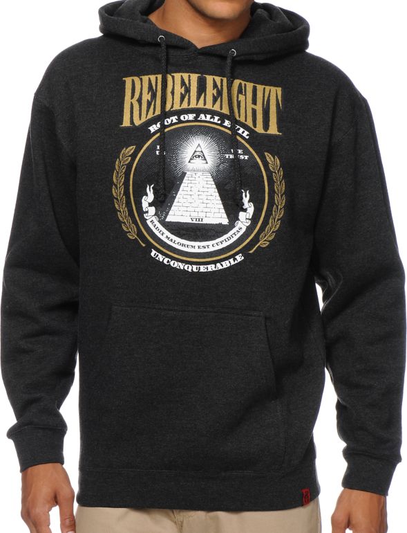 REBEL8 Root Of All Evil Heather Charcoal Pullover Hoodie