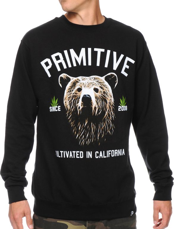 Primitive Golden Bear Black Crewneck Sweatshirt