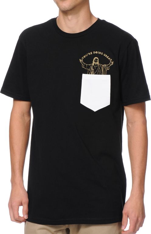 Bandwagon Youre Doing Great Black Pocket Tee Shirt
