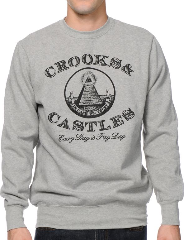 Crooks and Castles Payday Grey Crew Neck Sweatshirt