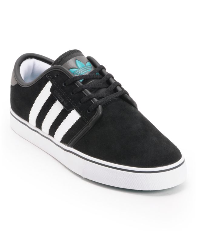 Adidas Seeley Black, Green, & White Skate Shoes
