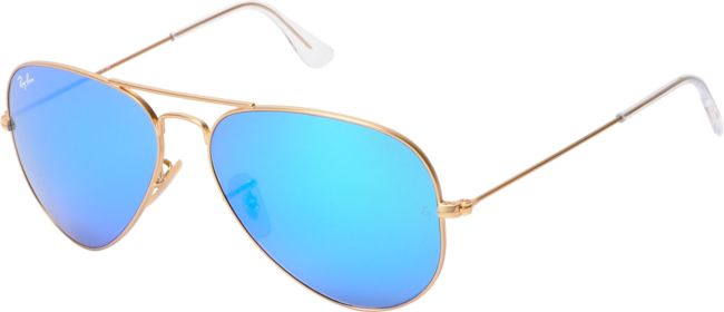 Ray-Ban Aviator Matte Gold & Blue Mirror Large Sunglasses
