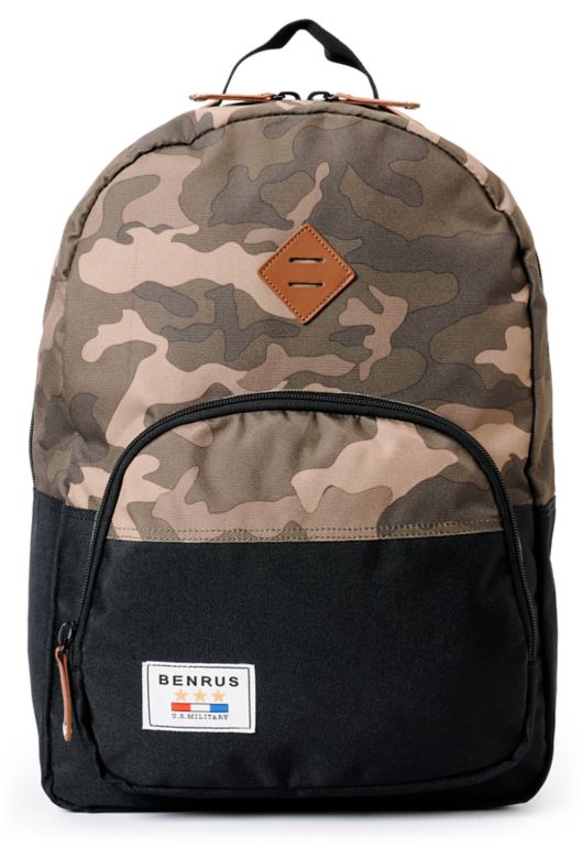 Benrus Bulldog Laptop Camo & Black Backpack