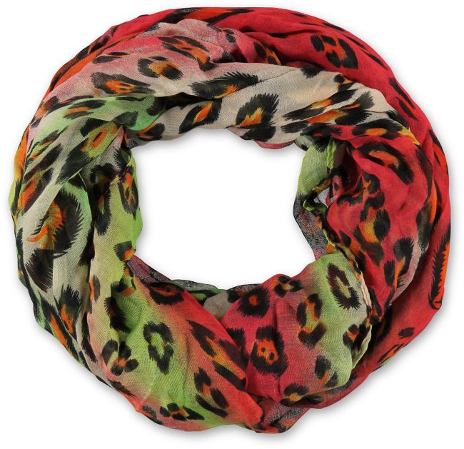 D&Y Rainbow Coral Leopard Print Infinity Scarf