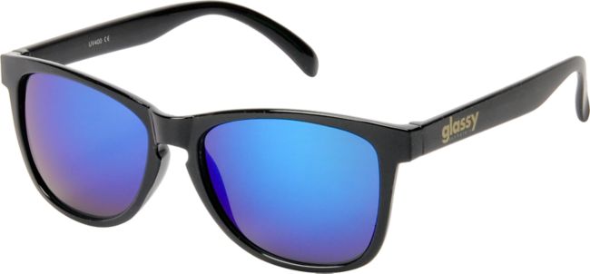 Glassy Deric Black & Blue Mirror Sunglasses