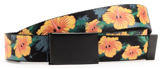 Buckle Down Woodland Hibiscus Print Web Belt