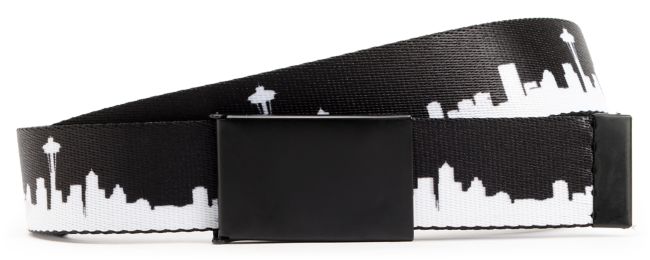Buckle Down Seattle Skyline Black & White Web Belt