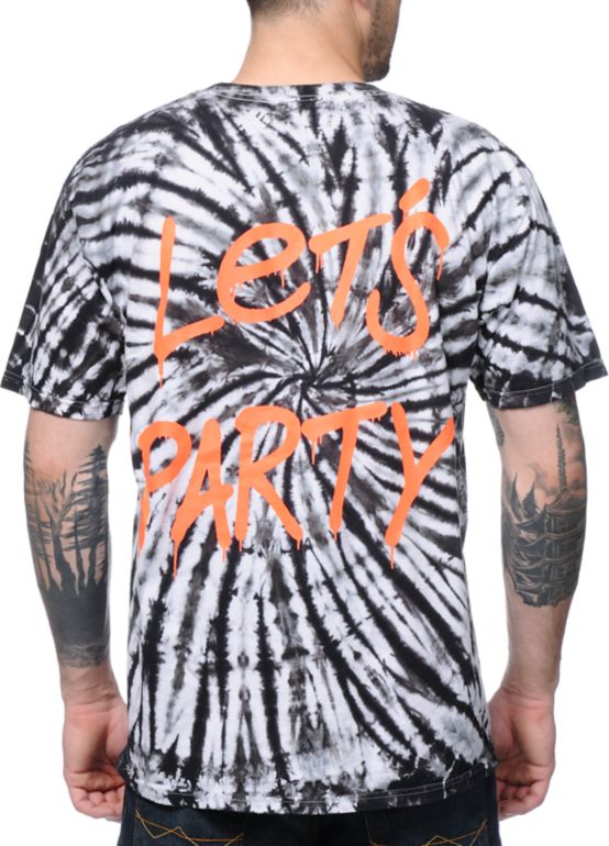 Loser Machine Lets Party Black & White Tie Dye Tee Shirt